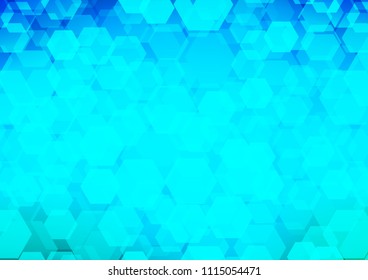 Light BLUE vector hexagon mosaic pattern. Modern geometrical abstract illustration with gradient. A completely new design for your business.