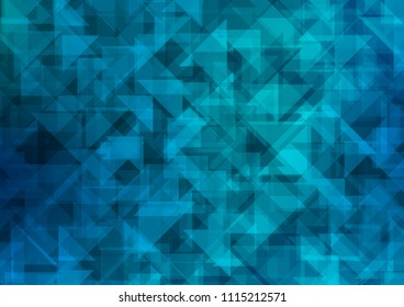 Light BLUE vector hexagon mosaic triangle mosaic. Geometric illustration in Origami style with gradient.  A completely new design for your business.