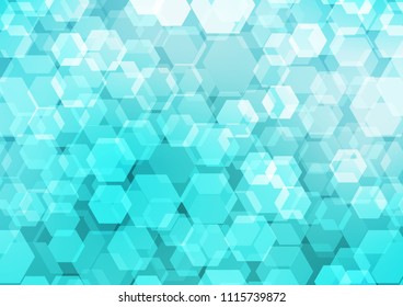 Light BLUE vector hexagon mosaic template. Brand new colored illustration in blurry style with gradient. The template can be used as a background for cell phones.