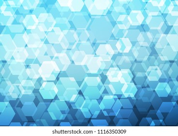 Light BLUE vector hexagon mosaic pattern. Brand new colored illustration in blurry style with gradient. The textured pattern can be used for background.