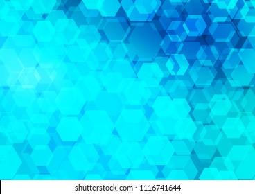 Light BLUE vector hexagon mosaic template. Glitter abstract illustration with an elegant design. The textured pattern can be used for background.