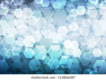 Light BLUE vector hexagon mosaic template. Creative geometric illustration in Origami style with gradient. A completely new template for your business design.