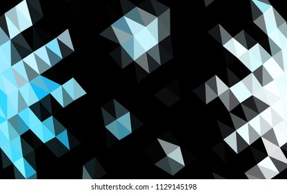 Light BLUE vector hexagon mosaic texture. Triangular geometric sample with gradient.  The textured pattern can be used for background.