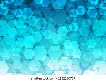 Light BLUE vector hexagon mosaic template. Colorful abstract illustration with gradient. Brand new style for your business design.