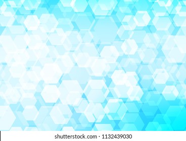 Light BLUE vector hexagon mosaic template. Modern geometrical abstract illustration with gradient. The textured pattern can be used for background.