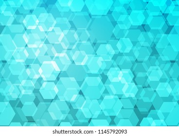 Light BLUE vector hexagon mosaic template. Modern geometrical abstract illustration with gradient. Brand new style for your business design.