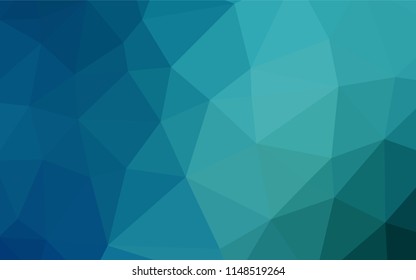 Light BLUE vector hexagon mosaic template. Triangular geometric sample with gradient.  The best triangular design for your business.