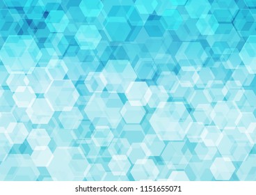 Light BLUE vector hexagon mosaic pattern. Shining colored illustration in a Brand new style. The polygonal design can be used for your web site.