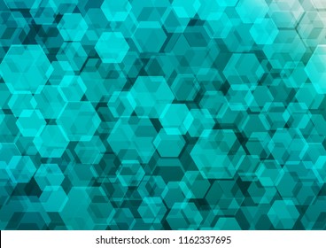 Light BLUE vector hexagon mosaic background. A completely new color illustration in a vague style. A completely new template for your business design.