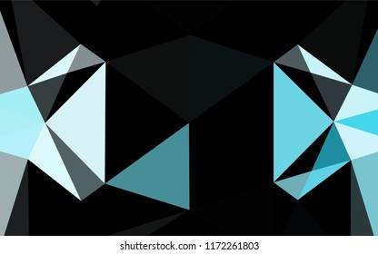Light BLUE vector hexagon mosaic texture. Triangular geometric sample with gradient.  Triangular pattern for your business design.