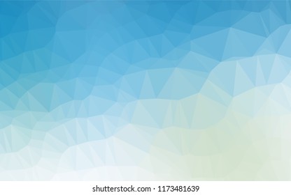 Light BLUE vector hexagon mosaic template. Triangular geometric sample with gradient.  The textured pattern can be used for background.