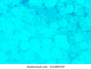 Light BLUE vector hexagon mosaic template. Geometric illustration in Origami style with gradient.  A completely new design for your business.