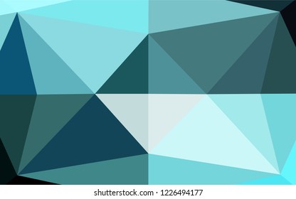 Light BLUE vector hexagon mosaic template. Triangular geometric sample with gradient.  The completely new template can be used for your brand book.