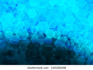 Light BLUE vector hexagon mosaic pattern. hexagonal geometric sample with gradient.  hexagonal pattern for your business design.