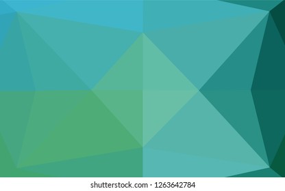 Light BLUE vector hexagon mosaic cover. Triangular geometric sample with gradient.  The best triangular design for your business.