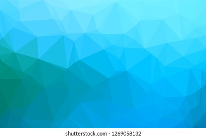 Light BLUE vector hexagon mosaic template. Shining illustration, which consist of triangles. A new texture for your design.