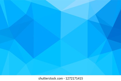 Light BLUE vector hexagon mosaic template. Shining illustration, which consist of triangles. A new texture for your design.