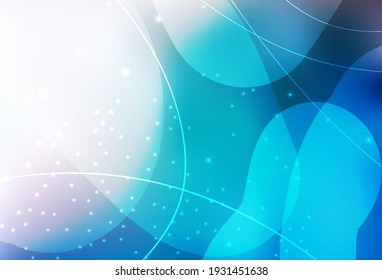 Light BLUE vector Illustration with colorful circles, lines in abstract style. Illustration with set of shining colorful abstract circles. Modern design for a business card.