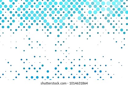 Light BLUE vector illustration which consist of circles. Dotted gradient design for your business. Creative geometric background in halftone style with colored spots.
