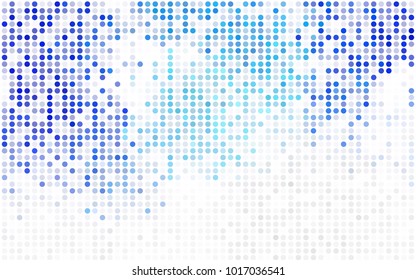 Light BLUE vector illustration which consist of circles. Dotted gradient design for your business. Creative geometric background in halftone style with colored spots.