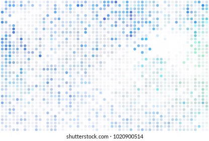 Light BLUE vector illustration which consist of circles. Dotted gradient design for your business. Creative geometric background in halftone style with colored spots.