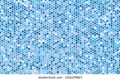 Light BLUE vector illustration which consist of circles. Dotted gradient design for your business. Creative geometric background in halftone style with colored spots.