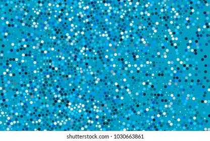 Light BLUE vector illustration which consist of circles. Dotted gradient design for your business. Creative geometric background in halftone style with colored spots.