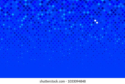 Light BLUE vector illustration which consist of circles. Dotted gradient design for your business. Creative geometric background in halftone style with colored spots.