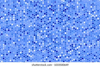 Light BLUE vector illustration which consist of circles. Dotted gradient design for your business. Creative geometric background in halftone style with colored spots.