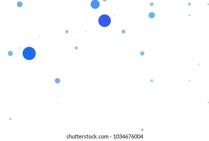 Light BLUE vector illustration which consist of circles. Dotted gradient design for your business. Creative geometric background in halftone style with colored spots.