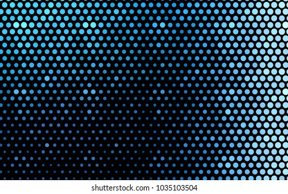Light BLUE vector illustration which consist of circles. Dotted gradient design for your business. Creative geometric background in halftone style with colored spots.