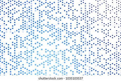 Light BLUE vector illustration which consist of circles. Dotted gradient design for your business. Creative geometric background in halftone style with colored spots.