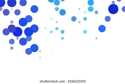 Light BLUE vector illustration which consist of circles. Dotted gradient design for your business. Creative geometric background in halftone style with colored spots.
