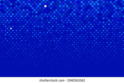 Light BLUE vector illustration which consist of circles. Dotted gradient design for your business. Creative geometric background in halftone style with colored spots.