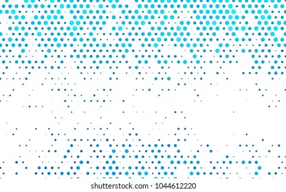 Light BLUE vector illustration which consist of circles. Dotted gradient design for your business. Creative geometric background in halftone style with colored spots.