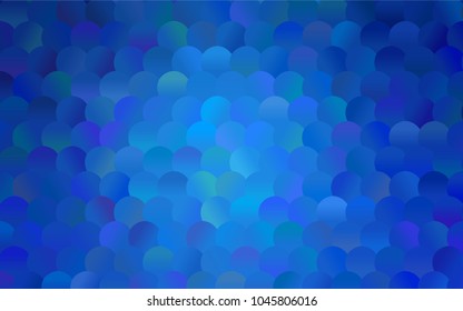 Light BLUE vector illustration which consist of circles. Dotted gradient design for your business. Creative geometric background in halftone style with colored spots.