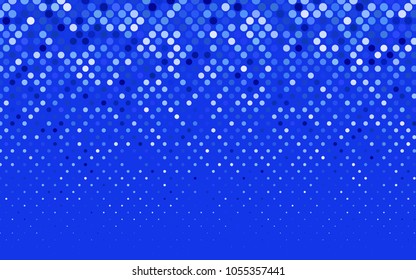 Light BLUE vector illustration which consist of circles. Dotted gradient design for your business. Creative geometric background in halftone style with colored spots.