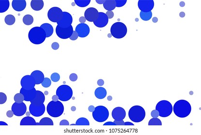 Light BLUE vector illustration which consist of circles. Dotted gradient design for your business. Creative geometric background in halftone style with colored spots.