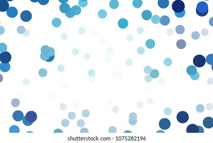 Light BLUE vector illustration which consist of circles. Dotted gradient design for your business. Creative geometric background in halftone style with colored spots.