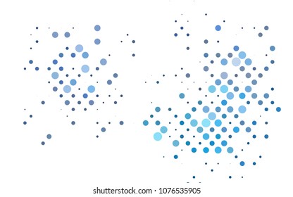 Light BLUE vector illustration which consist of circles. Dotted gradient design for your business. Creative geometric background in halftone style with colored spots.