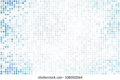 Light BLUE vector illustration which consist of circles. Dotted gradient design for your business. Creative geometric background in halftone style with colored spots.