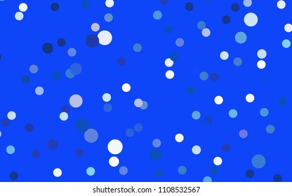 Light BLUE vector illustration which consist of circles. Dotted gradient design for your business. Creative geometric background in halftone style with colored spots.