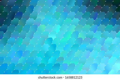 Light BLUE vector illustration which consist of circles. Dotted gradient design for your business. Creative geometric background in halftone style with colored spots.