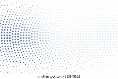 Light BLUE vector illustration which consist of circles. Dotted gradient design for your business. Creative geometric background in halftone style with colored spots.