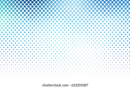 Light BLUE vector illustration which consist of circles. Dotted gradient design for your business. Creative geometric background in halftone style with colored spots.