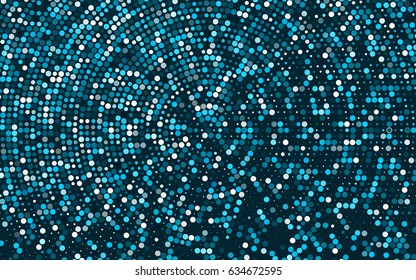 Light BLUE vector illustration which consist of circles. Dotted gradient design for your business. Creative geometric background in halftone style with colored spots.