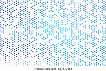 Light BLUE vector illustration which consist of circles. Dotted gradient design for your business. Creative geometric background in halftone style with colored spots.