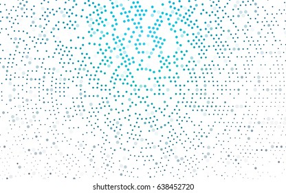 Light BLUE vector illustration which consist of circles. Dotted gradient design for your business. Creative geometric background in halftone style with colored spots.