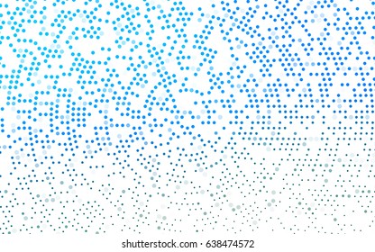 Light BLUE vector illustration which consist of circles. Dotted gradient design for your business. Creative geometric background in halftone style with colored spots.