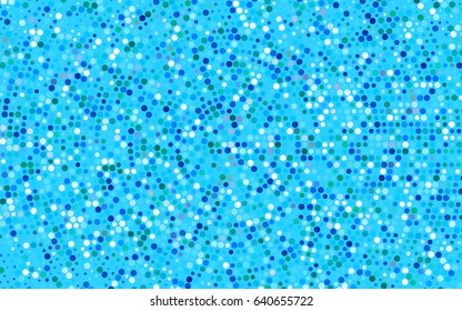 Light BLUE vector illustration which consist of circles. Dotted gradient design for your business. Creative geometric background in halftone style with colored spots.